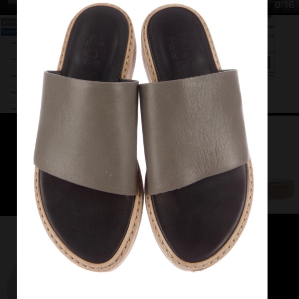 TIBI Leather Slide Sandals